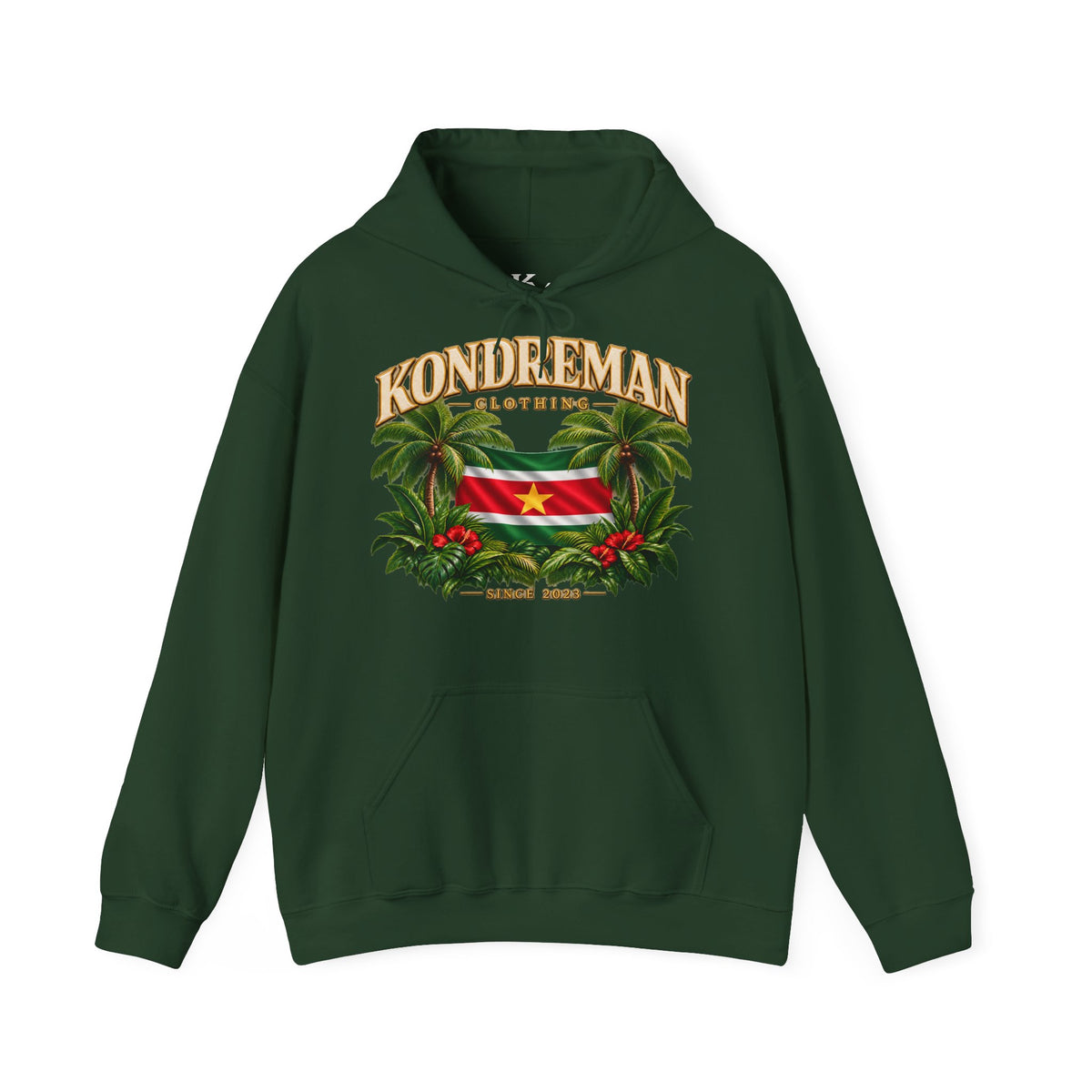 Kondreman Flag Hoodie — Tropical Suriname Crest Pullover