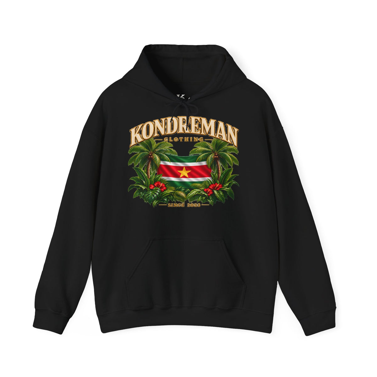 Kondreman Flag Hoodie — Tropical Suriname Crest Pullover